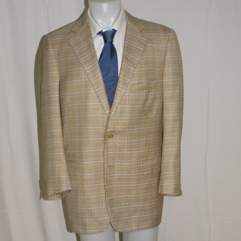 Leonard Logsdail Savile Row Bespoke Tan Plaid Two… - image 2